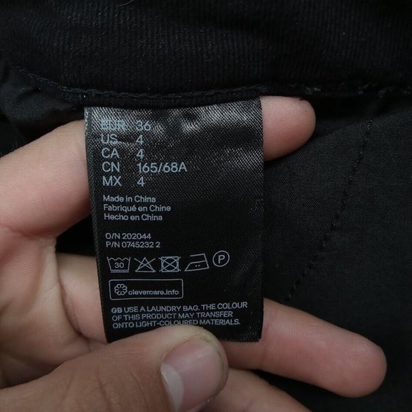 H&M &Denim Skirt Womens 4 Black Pencil Skirt Distressed Ripped Frayed Hem Jeans - Picture 3 of 8